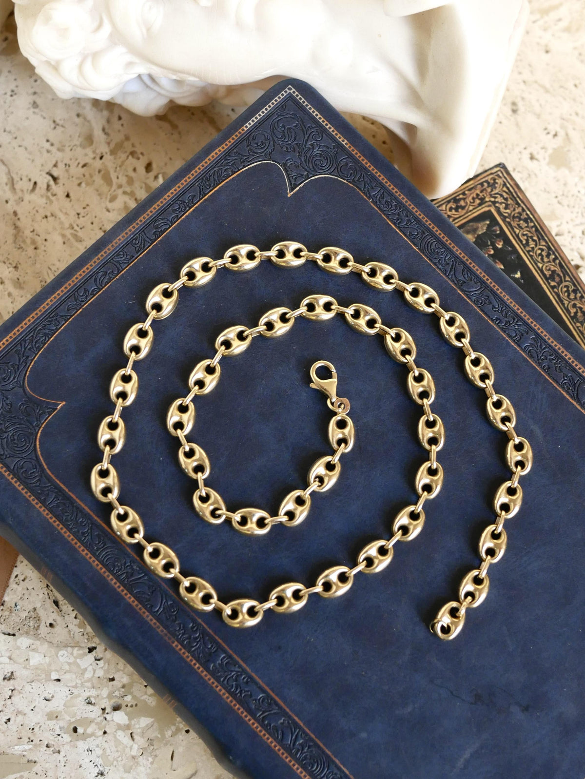 Vintage Puffed Mariner "Gucci Link" 10k Gold Chain Necklace — 22