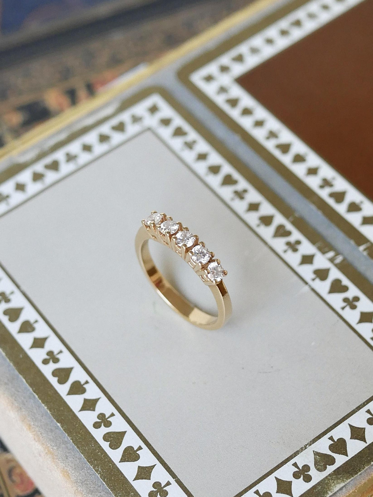 Vintage Five Stone Diamond 14k Yellow Gold Band Ring