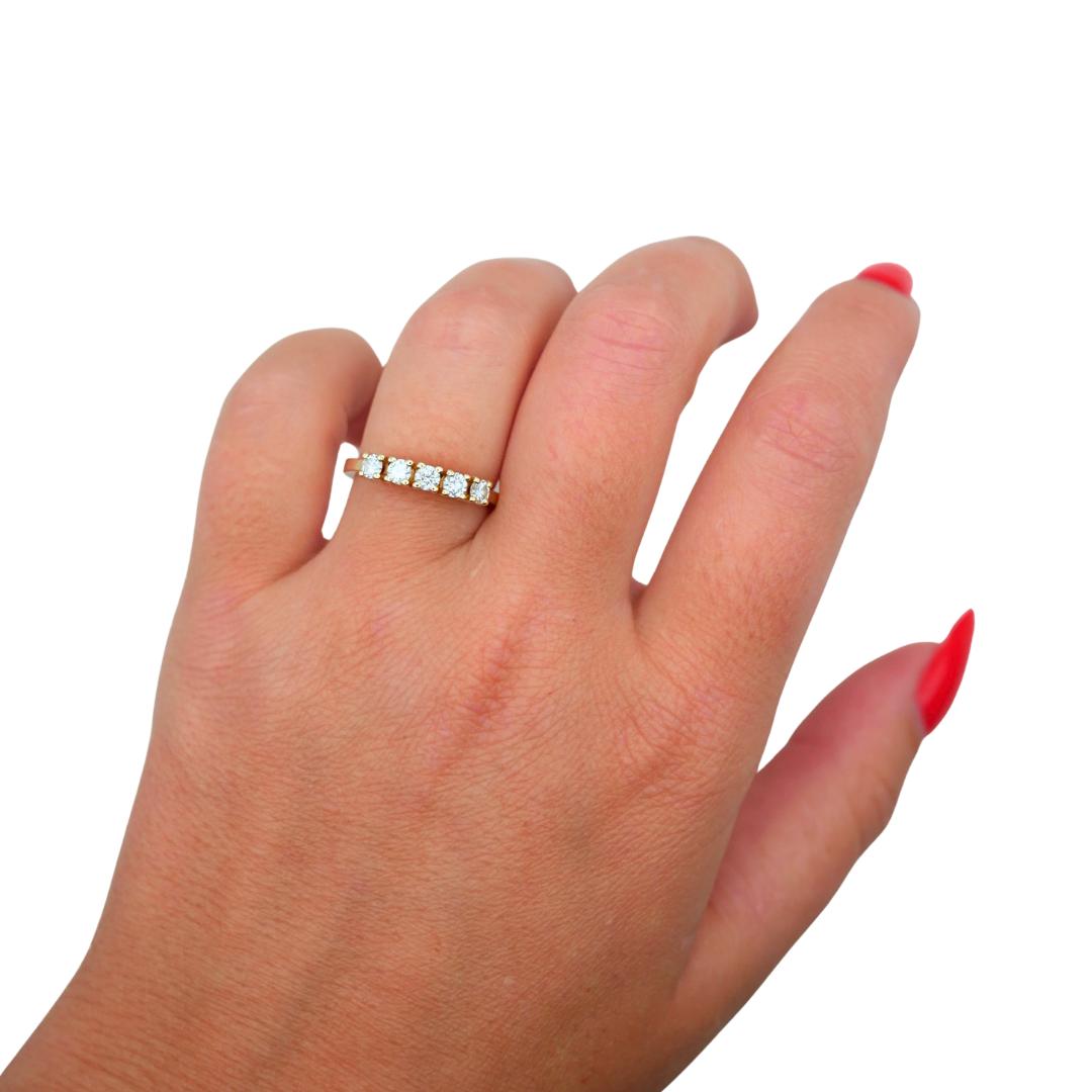 Vintage Five Stone Diamond 14k Yellow Gold Band Ring