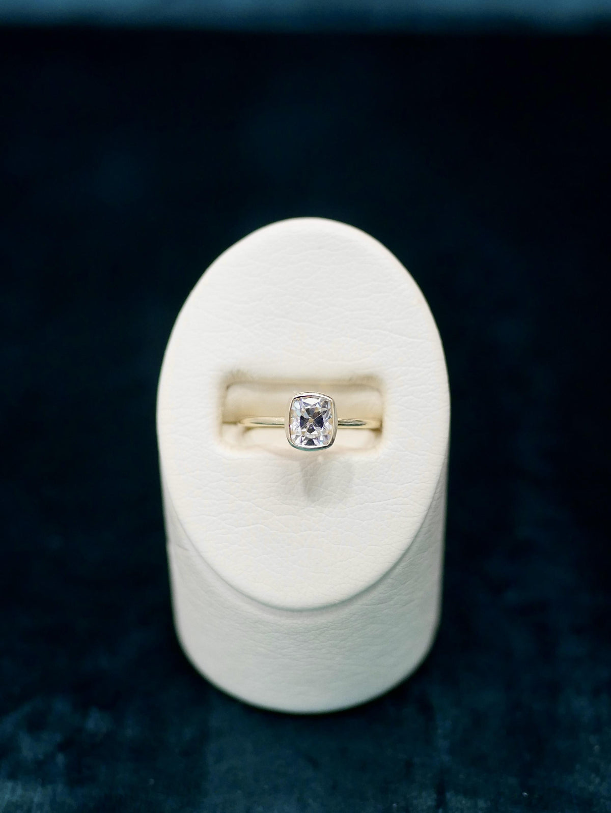 1.06 carat Old Mine Cut Diamond Bezel Set 18k Yellow Gold Engagement Ring