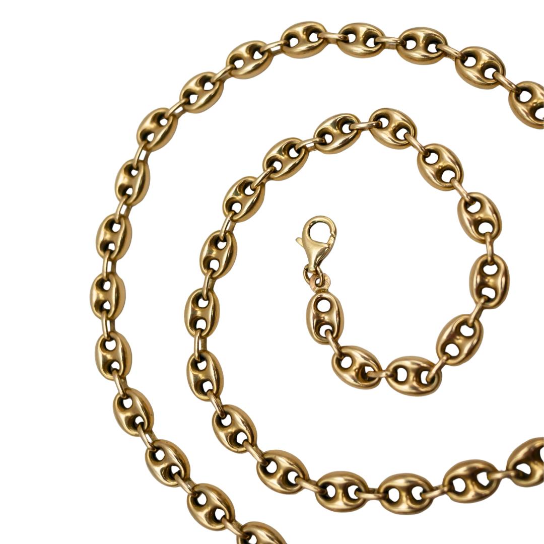 Vintage Puffed Mariner "Gucci Link" 10k Gold Chain Necklace — 22
