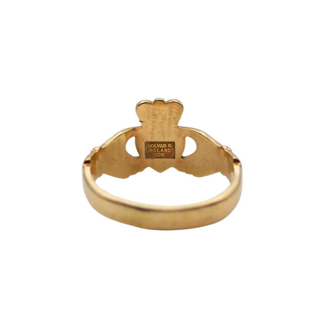 Solvar Irish Vintage Claddagh 10k Yellow Gold Ring