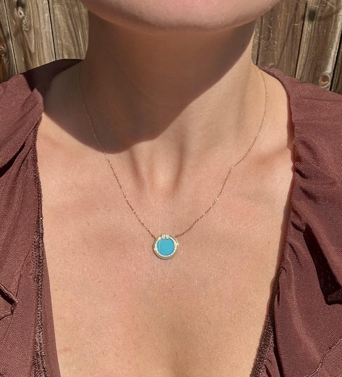 Tiffany & Co. Tiffany T Turquoise & Diamond Circle Pendant Necklace in 18k Gold