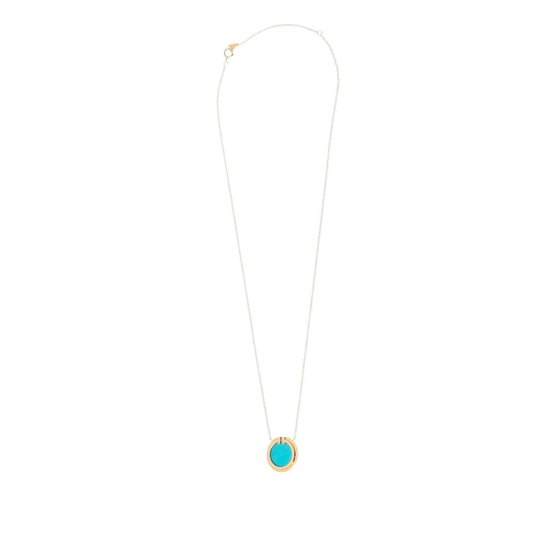 Tiffany & Co. Tiffany T Turquoise & Diamond Circle Pendant Necklace in 18k Gold