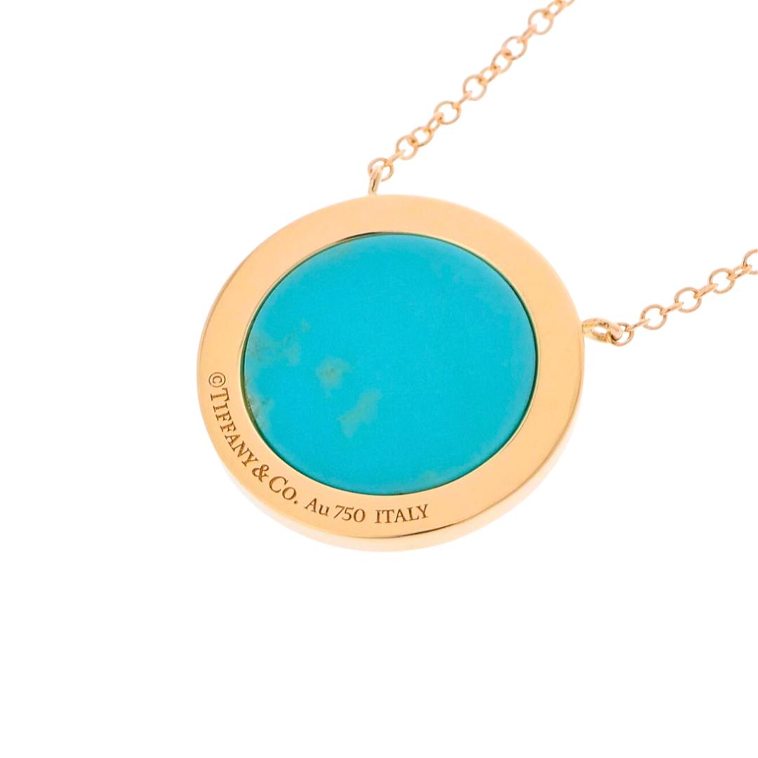 Tiffany & Co. Tiffany T Turquoise & Diamond Circle Pendant Necklace in 18k Gold