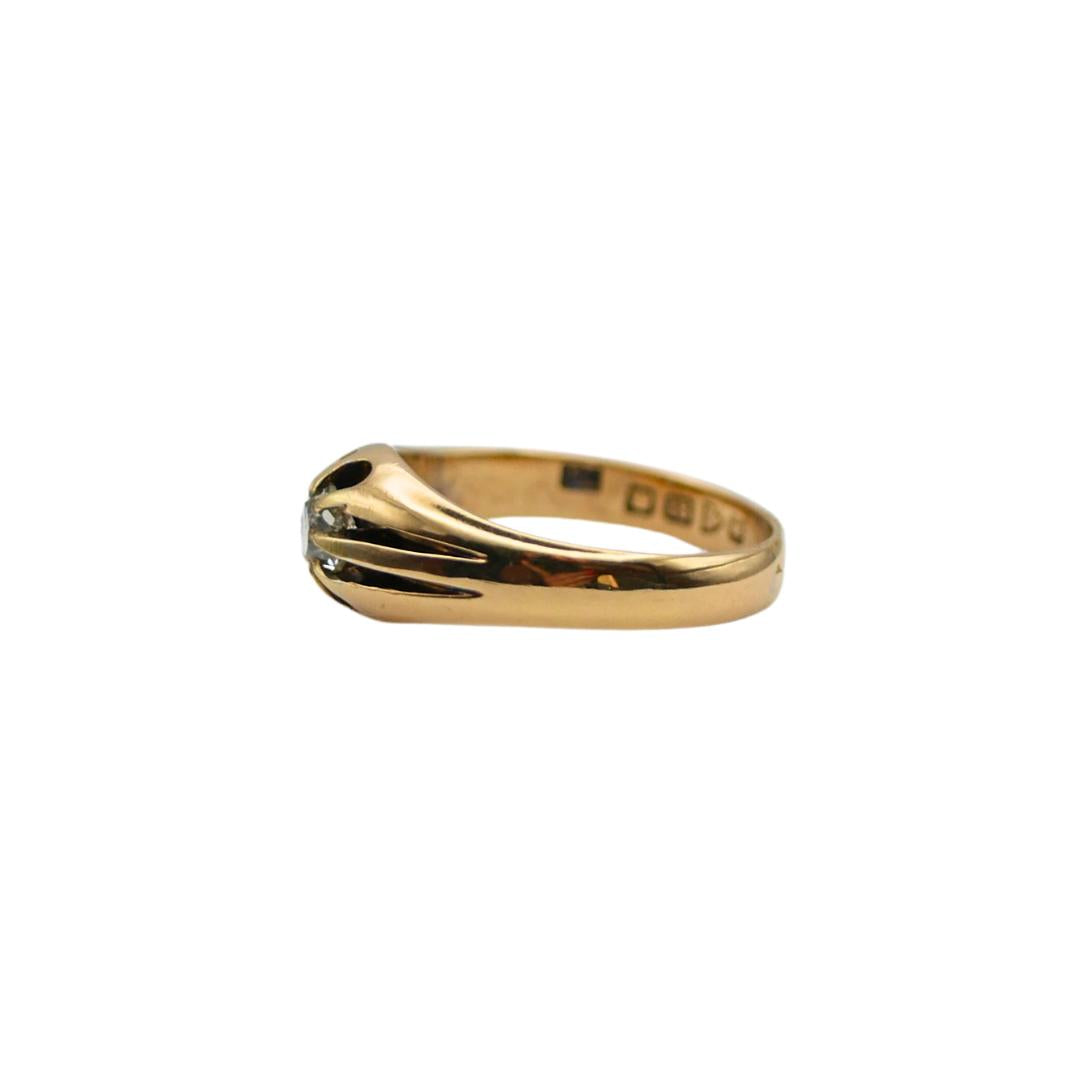 Victorian Chester 1870 Old Mine Cut Diamond Belcher Buttercup 18k Gold Ring