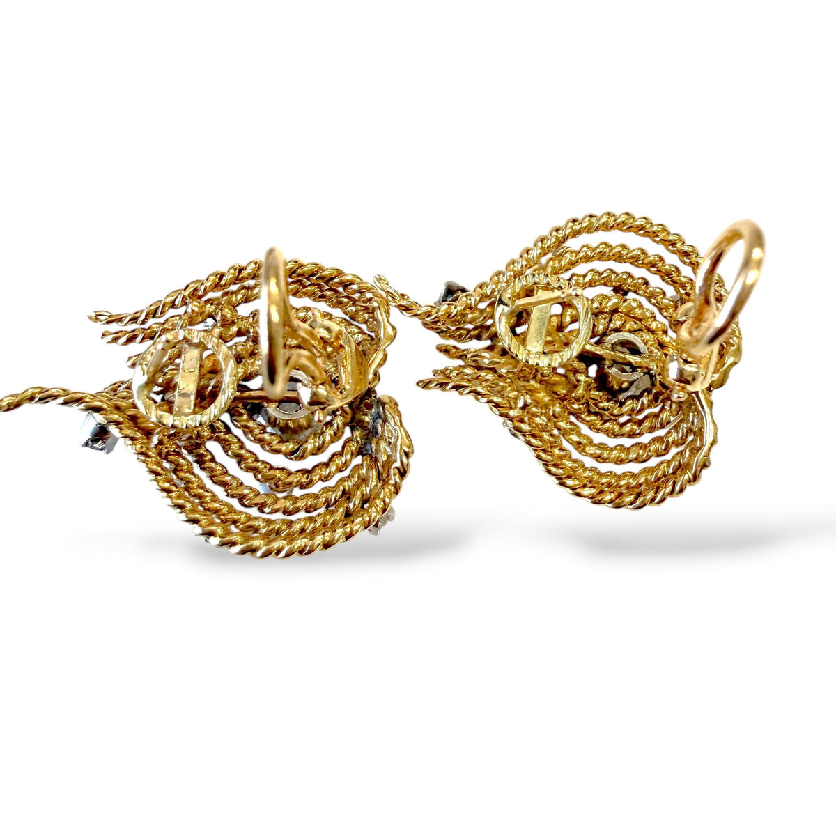 Vintage 2.00ctw Old Cut Diamond 14k Yellow Gold Clip‑On Earrings