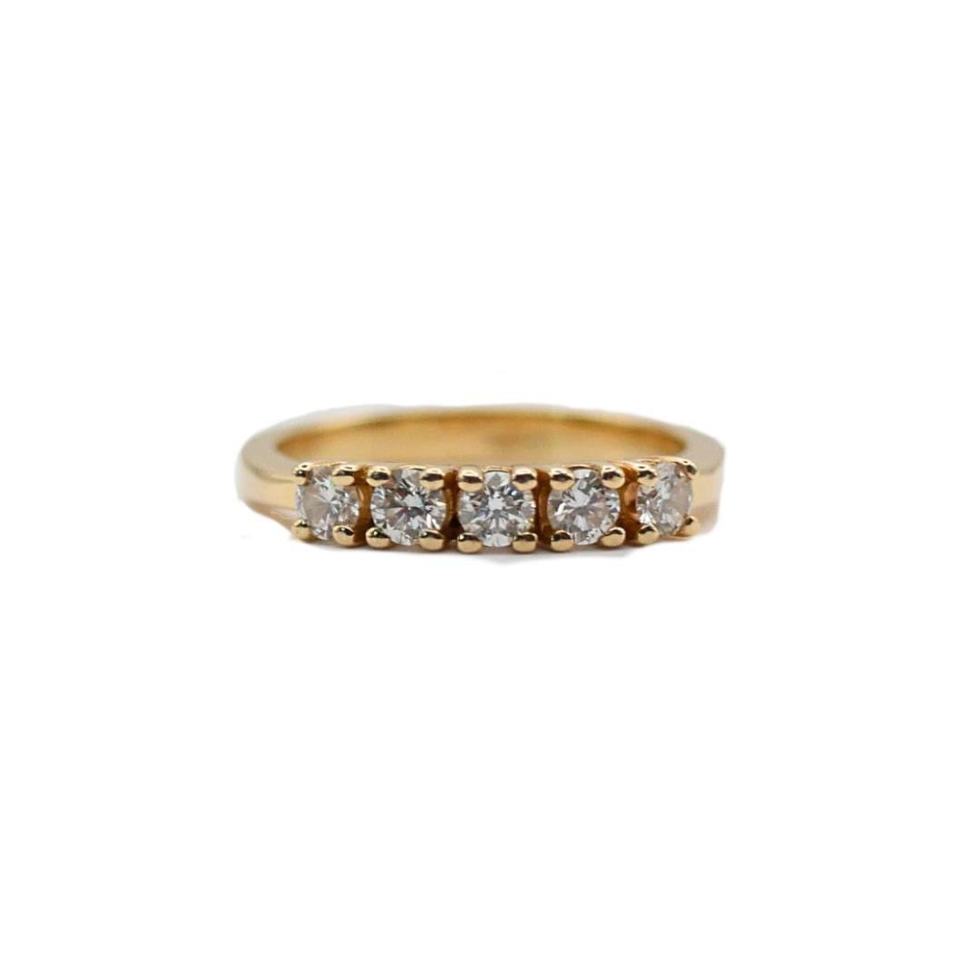 Vintage Five Stone Diamond 14k Yellow Gold Band Ring