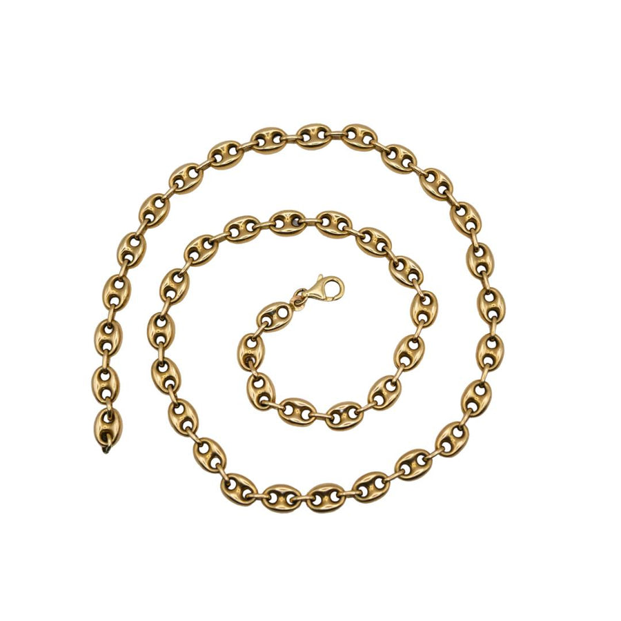 Vintage Puffed Mariner "Gucci Link" 10k Gold Chain Necklace — 22