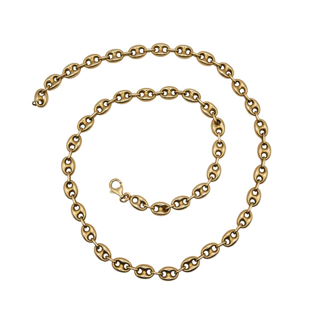 Vintage Puffed Mariner "Gucci Link" 10k Gold Chain Necklace — 22